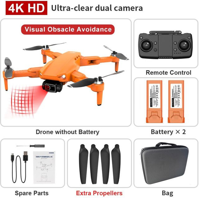 LYZRC L900 Pro Drohne mit GPS, 4K/6K HD Dual-Kamera, 5G WiFi Live Video FPV Quadrocopter in Orange - Bild 1