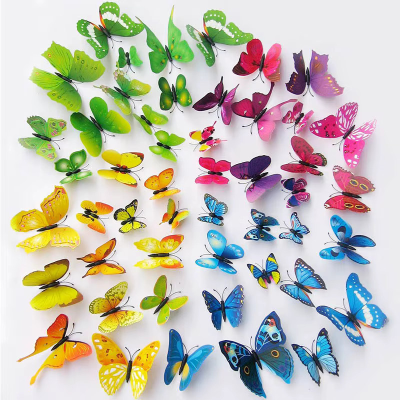 ZYF 3D Schmetterling Magnetische Aufkleber Set, 12er Pack, Multicolor und Lila, PVC Wand- und Kühlschrankdeko - Bild 2