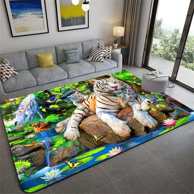 Rutschfester Teppich von A Family Of Home Textiles mit Tierprint in Multicolour, weiche Bodenmatte für Wohnzimmer und Schlafzimmer, B/T: 120 x 160 cm - Bild 1