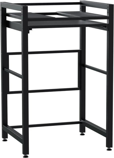 DELUKE Waschmaschinenregal KLAUS mit Ausziehboden aus Metall in Schwarz, B/T/H: 73 x 64 x 115 cm - Bild 1