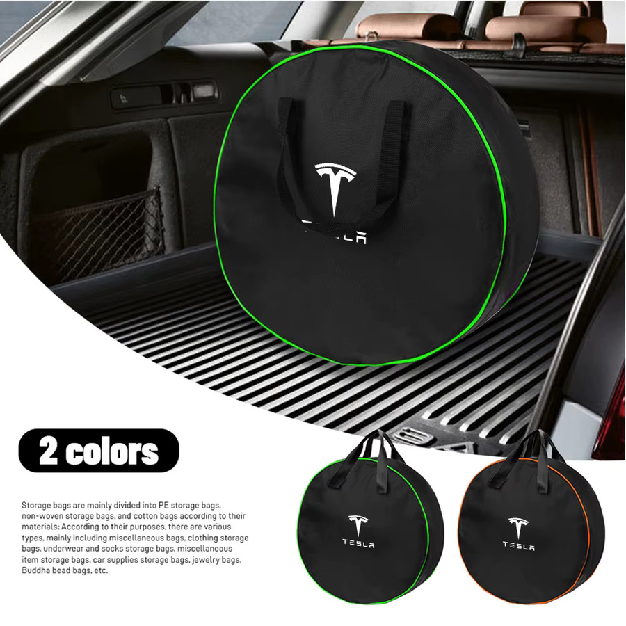 Tesla Auto-Ladekabel-Aufbewahrungsbox und Organizer-Tasche für Model 3, Model S, Model X, Model Y und Roadster in Schwarz oder Orange - Bild 2