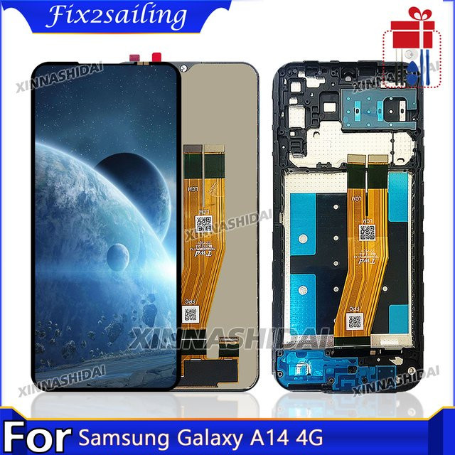 Samsung A14 4G LCD Display Touchscreen Digitizer Montage Ersatz mit Rahmen in Schwarz - Bild 1