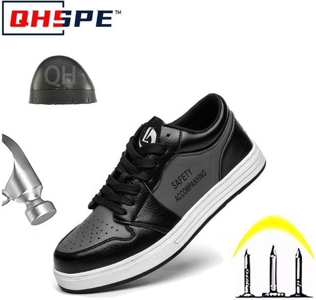 QHSPE Arbeitsschutzschuhe mit Stahlkappe in Schwarz und Weiß, rutschfeste Sicherheits-Arbeitsschuhe mit Durchtrittschutz - Bild 1