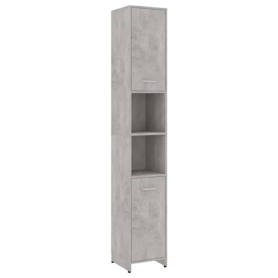 vidaXL Badezimmerschrank in Betongrau aus Holzwerkstoff mit Scharniertüren, B/T/H: 30 x 30 x 183,5 cm - Bild 2