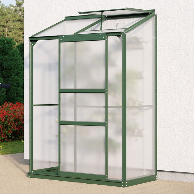 Vitavia Anlehn-Gewächshaus Styx mit Pultdach und Schiebetür, Grün, 0,9 m² - Bild 1