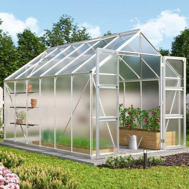 Vitavia Gewächshaus Domus 9900 in Silber mit Aluminiumrahmen und Polycarbonat-Verglasung, 9,9 m² - Bild 1