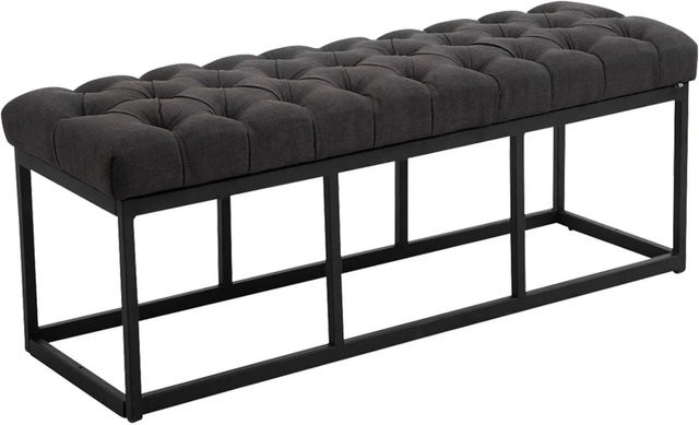 DELUKE Sitzbank MEXICO Polsterbank in Schwarz mit gestepptem Stoff, B/T/H: 120 x 38 x 46 cm - Bild 1