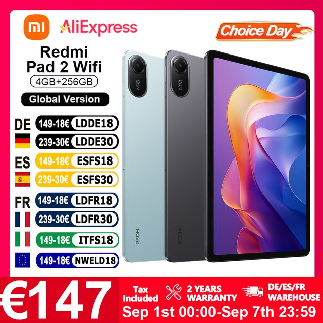 Xiaomi Redmi Pad 2 Tablet WiFi 11 Zoll 90Hz Helio G100-Ultra Green mit 9000mAh Akku und erweiterbarem Speicher bis 2TB - Bild 1