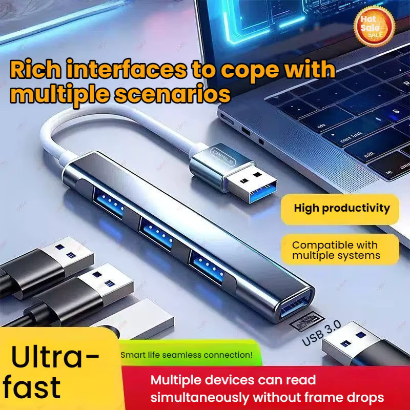 KaiAqua SB C HUB 3.0 USB-C Splitter Adapter 4-Port OTG Dockingstation in Silber und Weiß für MacBook Pro, Air, Laptop und PC - Bild 4