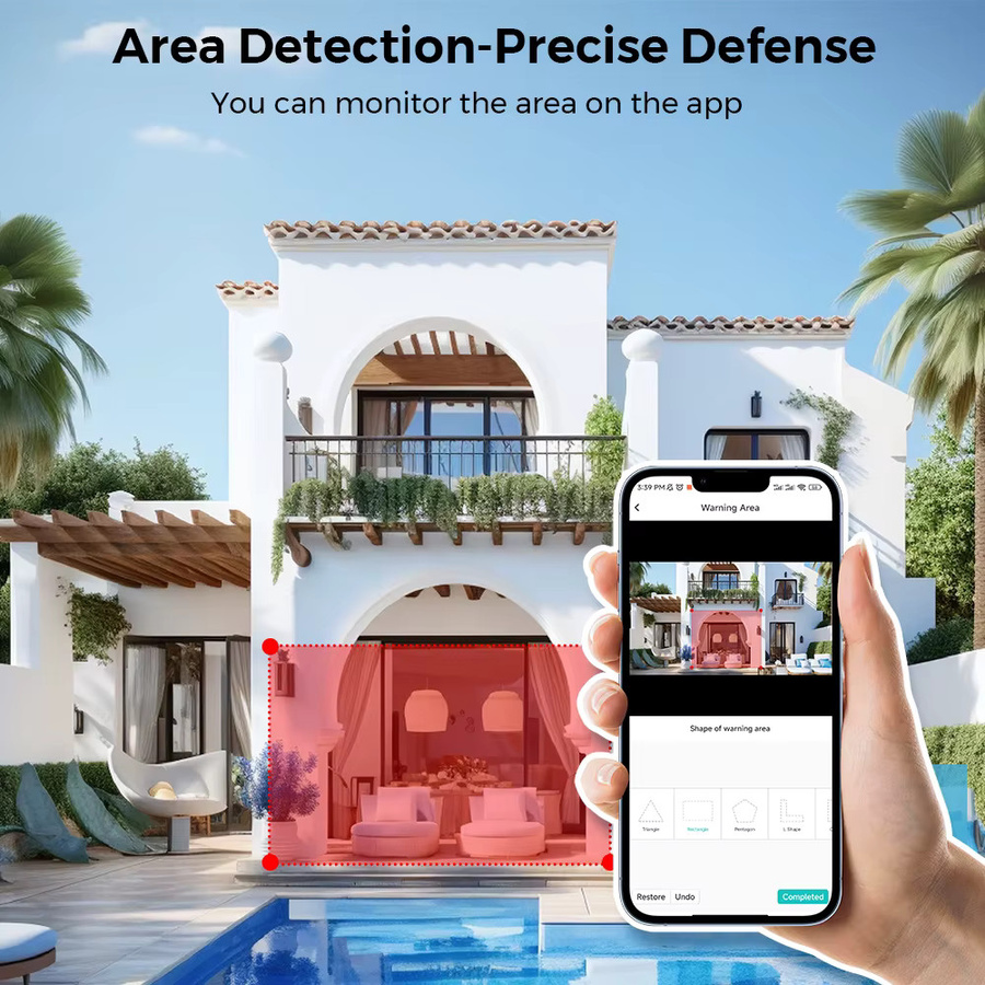 BESDER PTZ Outdoor Wifi Überwachungskamera mit 4MP Auflösung, Auto Tracking und menschlicher Erkennung, iCSee App, Weiß - Bild 4