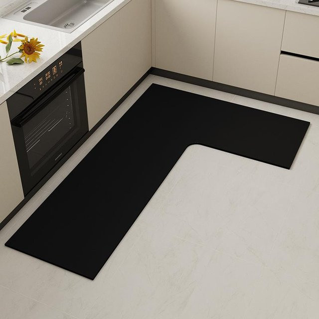L-förmige Küchenmatte von Yiran Furniture, saugfähige und rutschfeste Bodenmatte aus Polyester, B/B/H: 100 x 150 x 45 cm - Bild 1