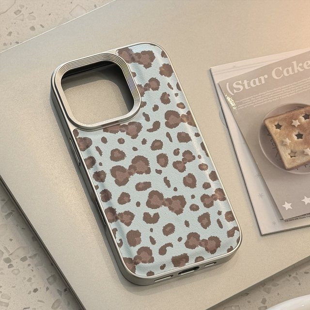 MUQGEW Handyhülle mit Schleife und Leopardenmuster in Blau mit Lederstruktur für iPhone 11 bis 16 Pro Max, stoßfeste Schutzhülle - Bild 1