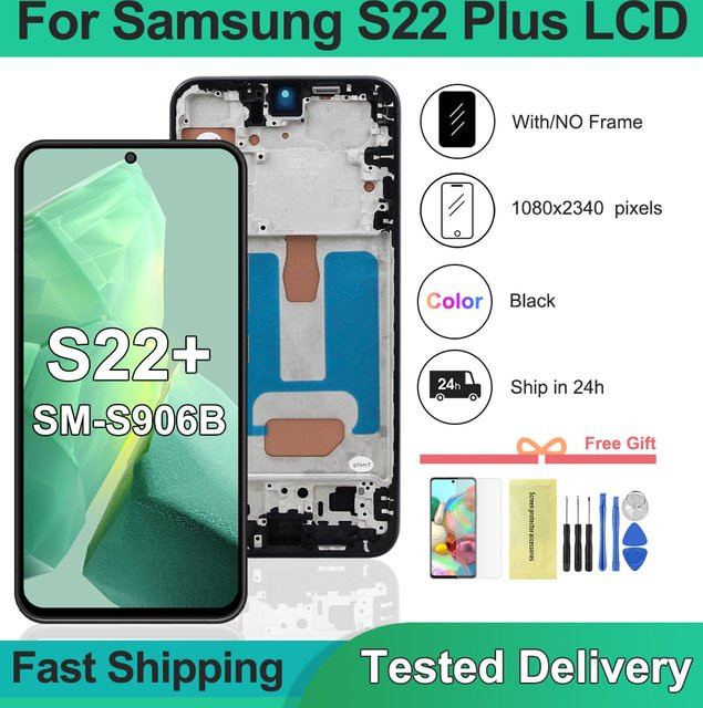 Sinmaytai TFT LCD Display mit Rahmen und Touch Screen Digitizer Ersatz für Samsung Galaxy S22 Plus S906B S906S S906W 5G in Schwarz oder Silber - Bild 1