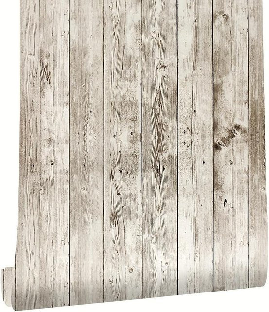 SZ-Damai Wandaufkleber Retro 3D Vertikale Streifen in Holzmaserung Optik aus PVC, beige, 6 m - Bild 1