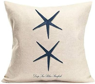 JMG Clothing Kissenbezüge aus Leinen im maritimen Ozean-Segel-Design, Blau und Beige, quadratisch, 45 x 45 cm und 50 x 50 cm - Bild 1