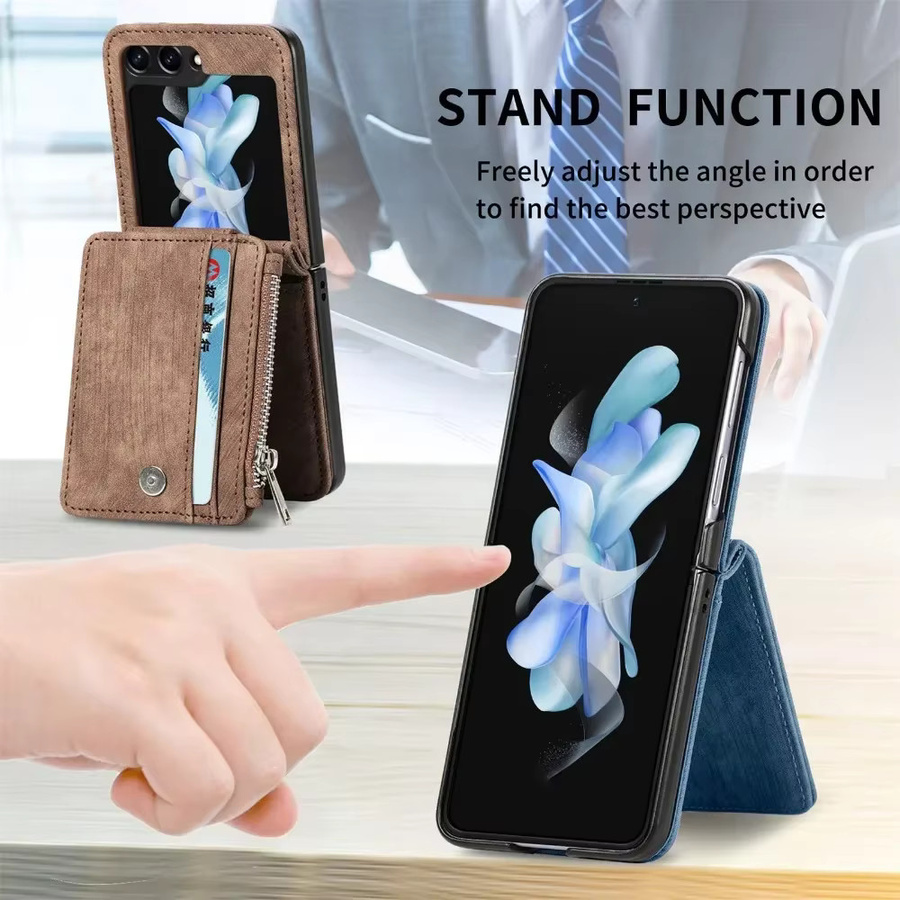 Samsung Galaxy Z Flip 6 Brieftaschen-Handyhülle aus PU-Leder mit abnehmbarem Kartenhalter in Schwarz für Galaxy Z Flip 5 4 3 5G - Bild 4