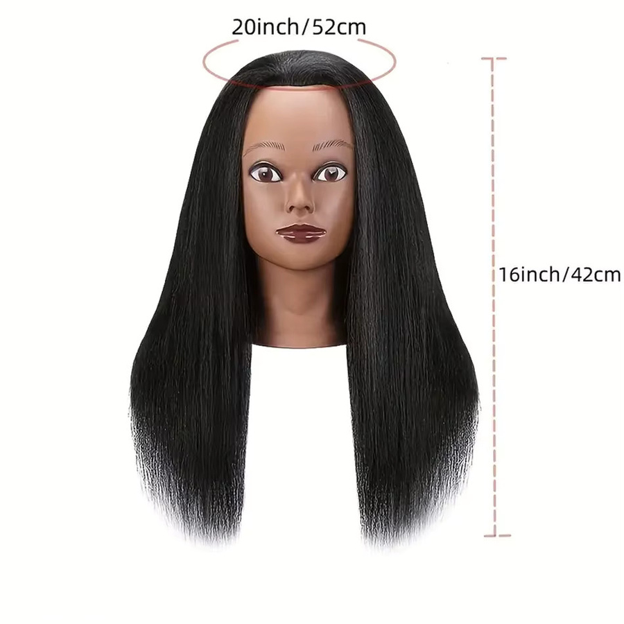 Headdoll Schaufensterpuppenkopf mit Echthaar, 40,6 cm, Schwarz - Bild 2