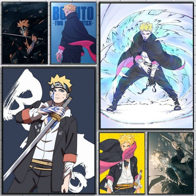 Selbstklebender Anime-Poster Naruto Uzumaki Boruto Illustration in Mehrfarbig, Rechteckiges Wandbild aus Papier für dein Zuhause - Bild 1