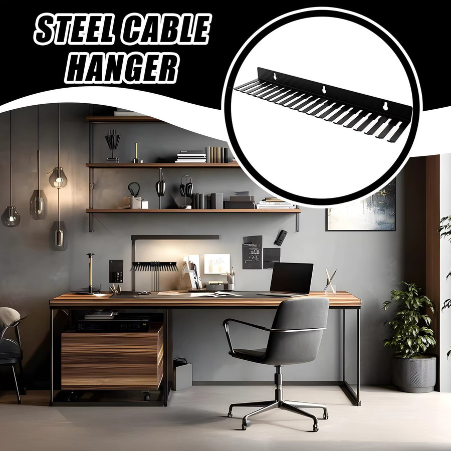 Kabelständer und Kabelaufhänger Organizer in Schwarz mit 19 Steckplätzen für dein Kabelmanagement im Büro oder Wohnzimmer - Bild 3