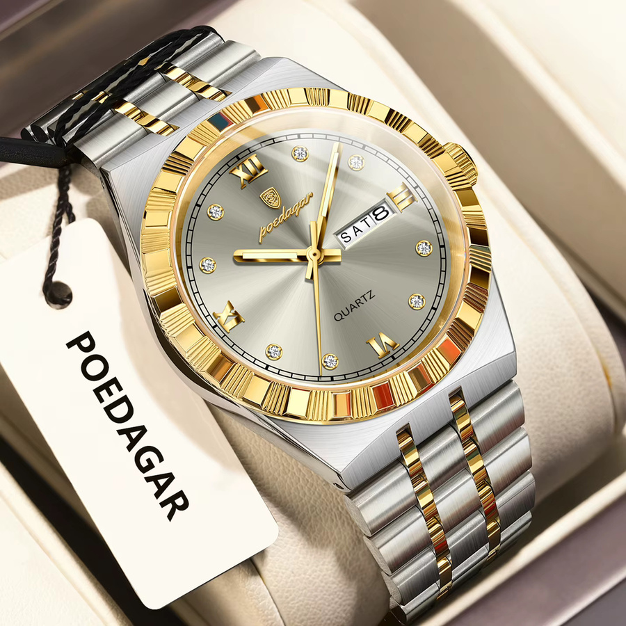 POEDAGAR Armbanduhr Quarz, Edelstahl, Herren - Bild 2