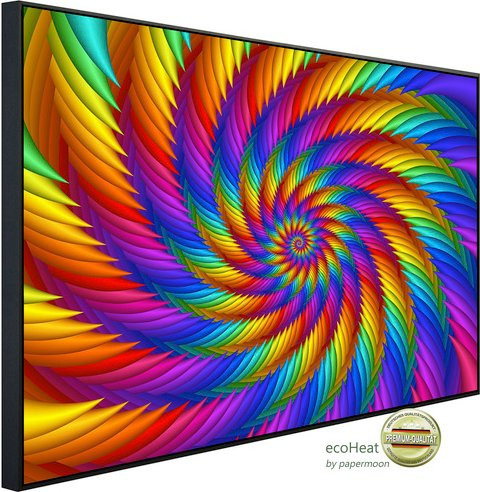 papermoon EcoHeat Infrarotheizung mit Psychedelischer Regenbogenspirale in Bunt und Matt-Effekt mit App-Steuerung und Überhitzungsschutz - Bild 1