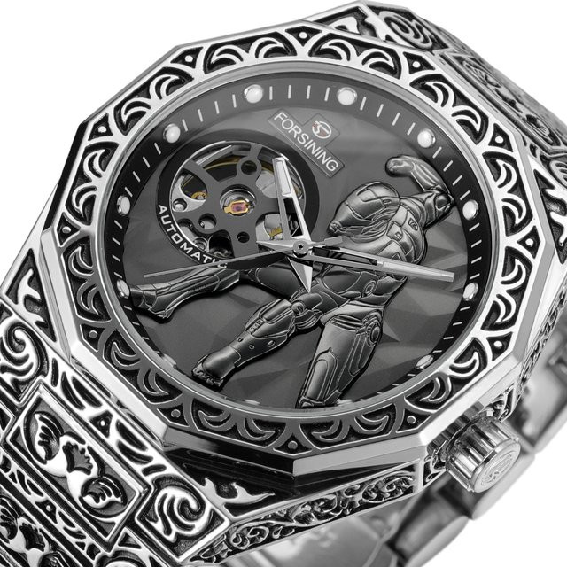 Forsining Armbanduhr, Automatik, Skelett, Edelstahl, Silber, Herren - Bild 1
