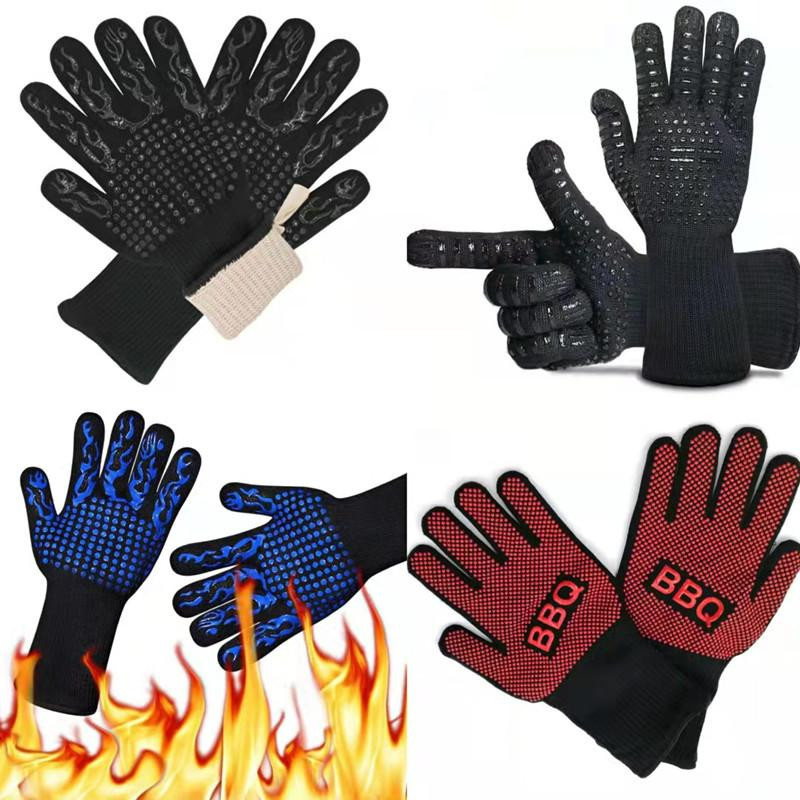 Feuerfeste BBQ-Handschuhe von Household supplies MH zur Wärmeisolierung bei hohen Temperaturen bis 800 Grad aus Aramid und Silikon, Unisex - Bild 3