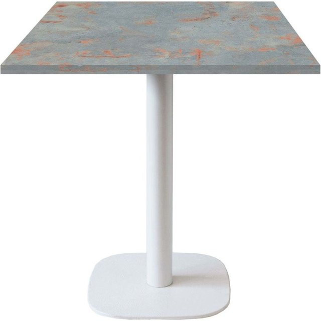 RestooTab Tisch Round quadratisch mit Stein-Dekor und weißem Gestell, B/T/H: 70 x 70 x 75 cm - Bild 1