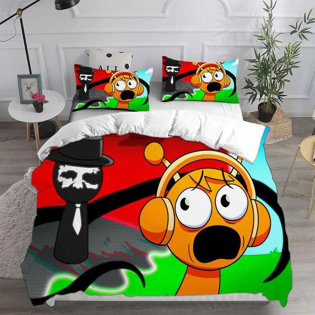 Sprunki Bettwäsche-Set aus Mikrofaser mit Motiv-Print, 2-teilig, Mehrfarbig, B/H: 135 x 200 cm - Bild 1
