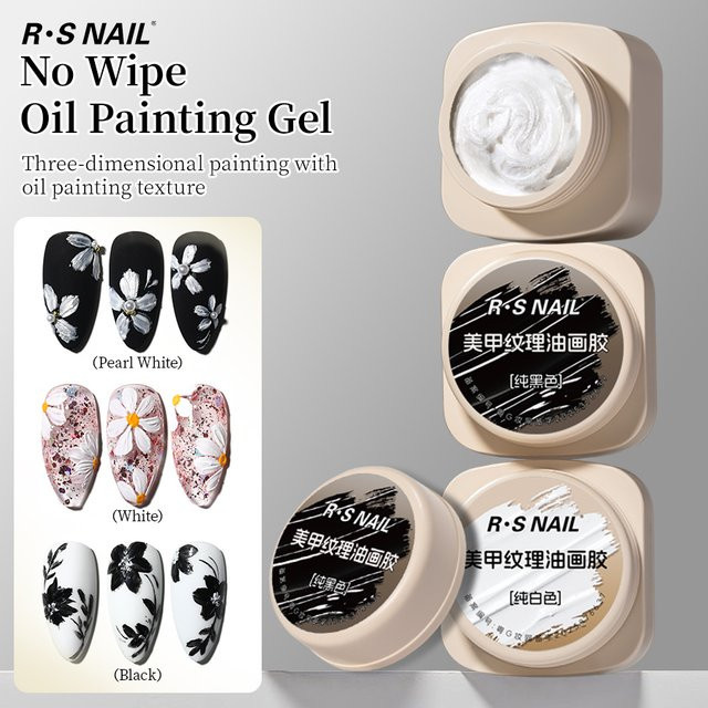 RSNAIL No-Wipe 3D Ölgel-Nagellack, Schwarz, Glänzend, 5g - Bild 1