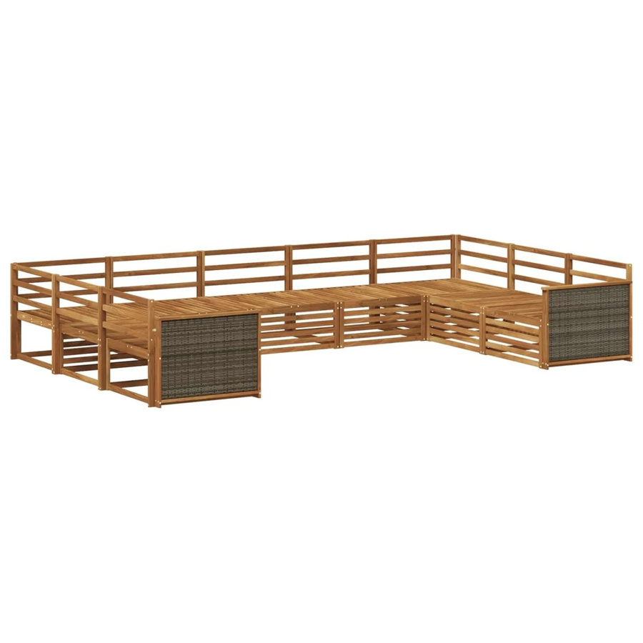 vidaXL Outdoor-Sofagarnitur aus Akazie Massivholz in Natur Braun, 9-teiliges Set im modernen Latten-Design - Bild 2