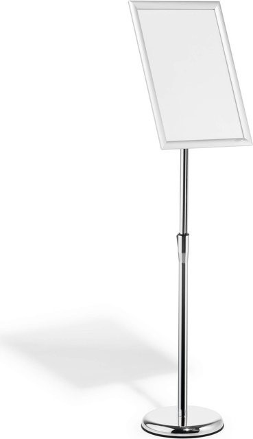 Durable Infoständer mit DIN A3 Klapprahmen für Hoch- und Querformat, höhenverstellbar, Aluminium und Polystyrol, Silber - Bild 1