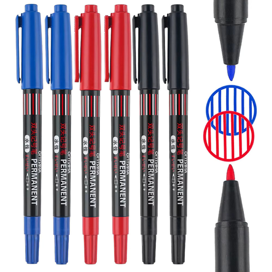 LOLEDE Doppelspitze Marker Set mit 20 Teilen in Schwarz, Blau und Rot, wasserfeste Permanent Marker für Metall, Holz und Dekorationen - Bild 2