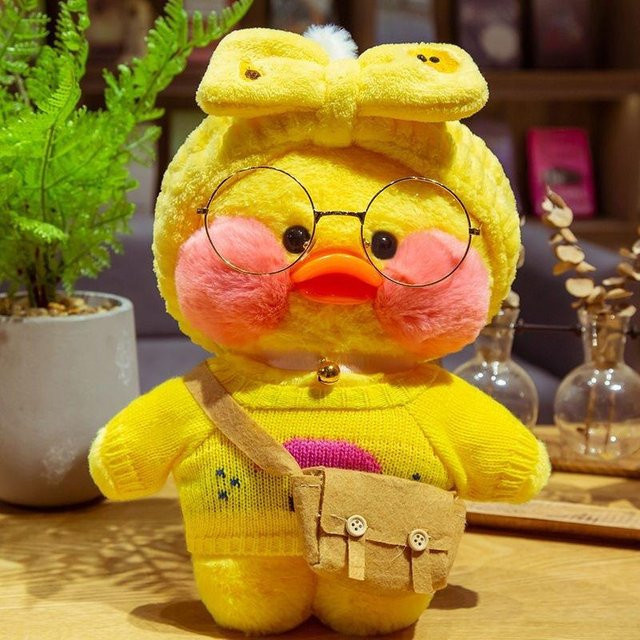 Yiran toy Kawaii Lalafanfan Cafe Ente Plüschtier, Weiße Rouge Ente, ab 14 Jahren - Bild 1