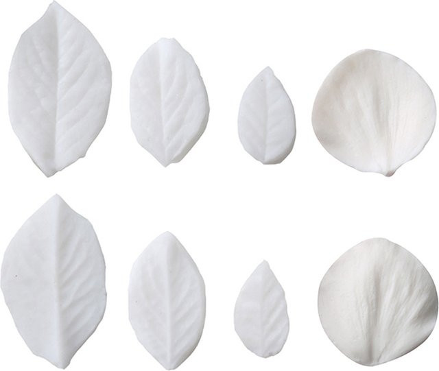 4er Set Pfirsichblüten Silikonformen für Fondant und Kuchendekoration in Weiß - Bild 1