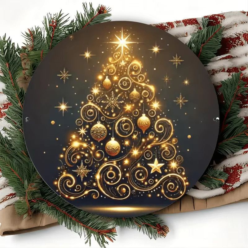 Potdemiel Metall-Blechschild Weihnachtsbaum Wanddekoration Multicolor, Durchmesser: 20,3 cm - Bild 3