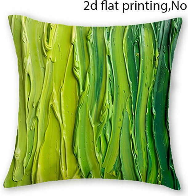 JMG Clothing Kissenbezug Impasto Abstrakte Welle in Limettengrün und Weiß, B/B: 50 x 50 cm - Bild 1