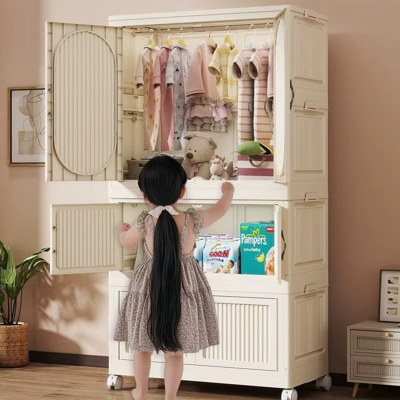 Faltbarer Baby-Kleiderschrank aus Kunststoff in Weiß für das Kinderzimmer und Schlafzimmer - Bild 2