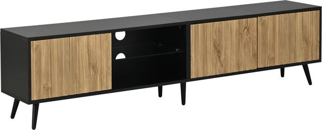 okwish TV Schrank mit LED und gehärtetem Glas in Natur, modern mit Stauraum, B/T/H: 175 x 43,5 x 31 cm - Bild 1