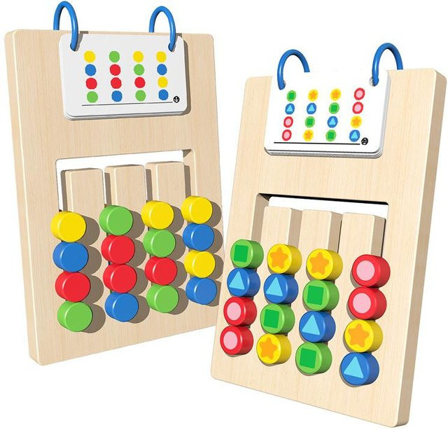 Montessori Zweiseitiges Bewegungsspiel Puzzle Hölzern 3-6 Jahre - Bild 1