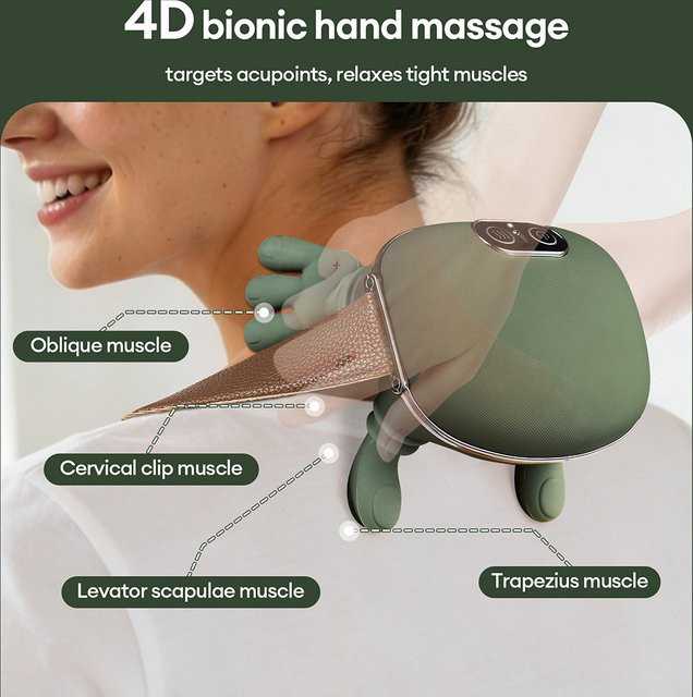 iebilif 4D Bionisches Hand-Nacken-Massagegerät mit Shiatsu-Tiefengewebemassage in Silber und Grün - Bild 1