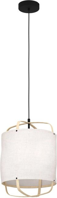 Eglo Pendelleuchte Surfleet Schwarz aus Bambus und Baumwollstoff im Boho-Stil, Durchmesser: 33 cm, Höhe: 110 cm - Bild 1