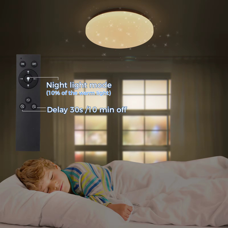 Oraymin LED-Deckenleuchte rund in Weiß, 24 W, 2400 lm, dimmbar mit Fernbedienung, Durchmesser: 28 cm - Bild 4