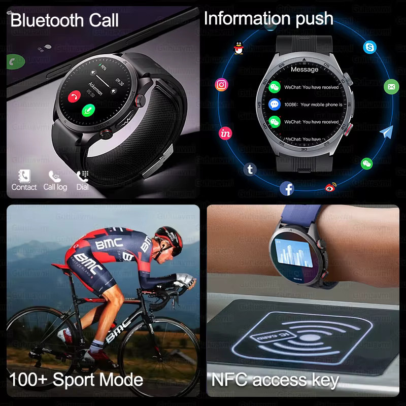 GUHUAVMI Smartwatch mit NFC, EKG und Anruffunktion zur Gesundheitsüberwachung in Schwarz oder Blau - Bild 5