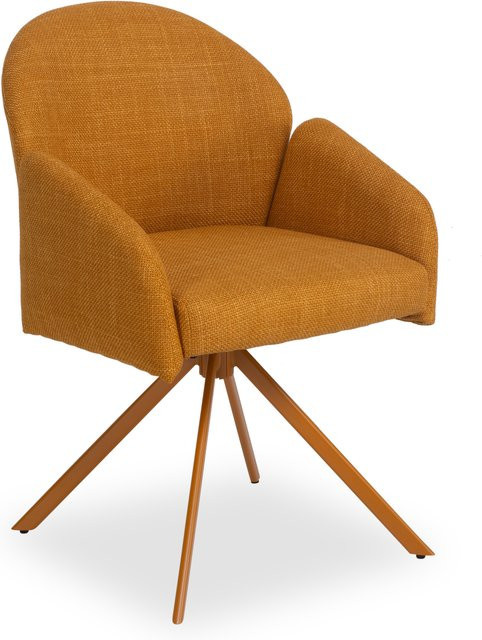 Armlehnstuhl HARPER HARMONY in Gelb mit Microfaser-Webstoff und Metallgestell, drehbar 360 Grad, B/T/H: 61,0 x 49,0 x 84,0 cm - Bild 1