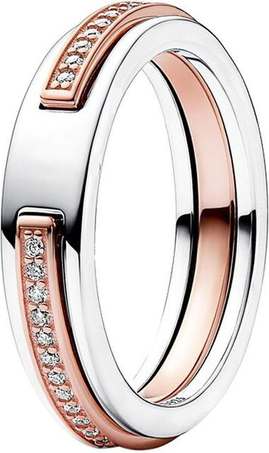 DR-Jewelry Doppelbandring 925 Silber, Bicolor, Zirkonia, Damen - Bild 1