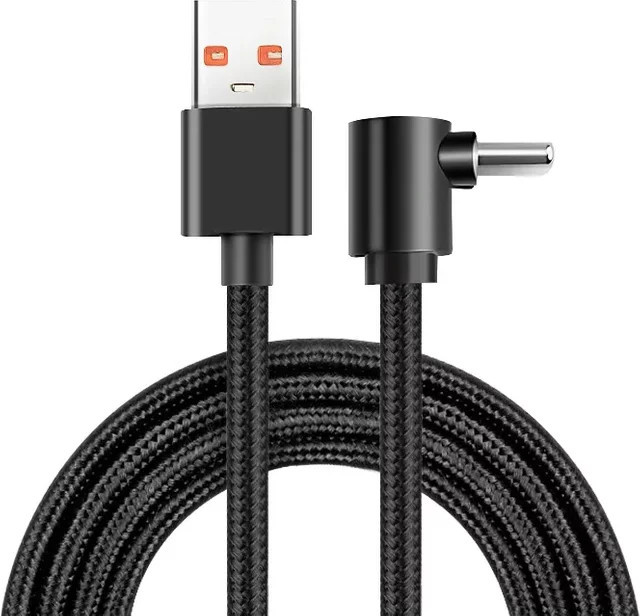 USB A auf USB C Schnelllade-Datenkabel mit 60 W und 90 Grad Winkel in Schwarz - Bild 1
