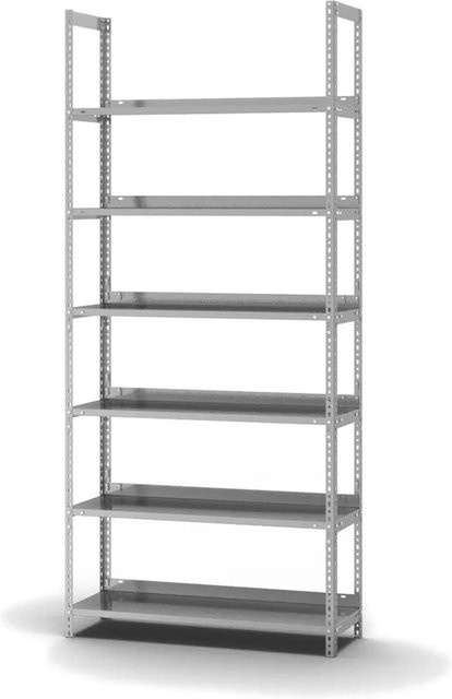 PROREGAL Aktenregal Schraubsystem verzinkt, 6 Ebenen, H x B x T: 220 x 100 x 30 cm, Fachlast 60 kg, Farbe: Silber - Bild 1