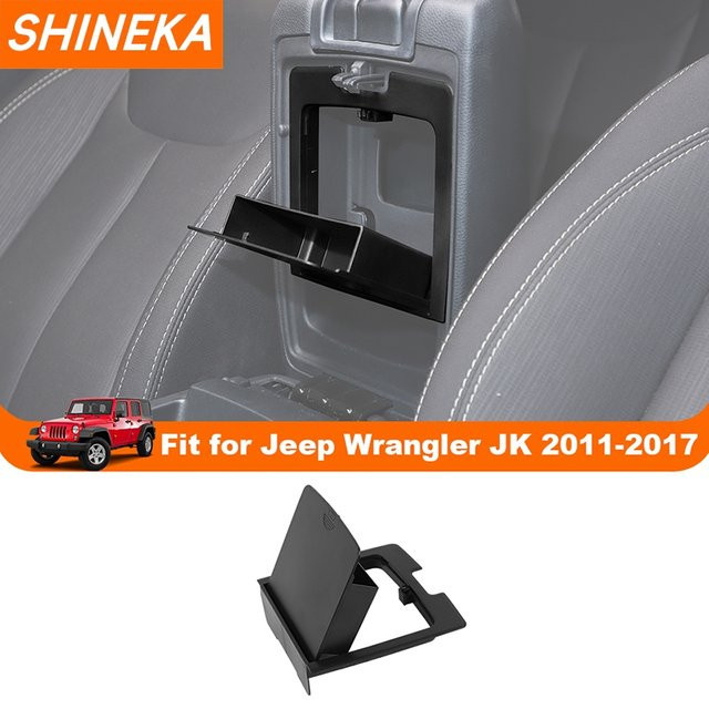 SHINEKA Mittelkonsolen-Armlehnenbox für Jeep Wrangler JK, Aufbewahrungsbox in Schwarz - Bild 1