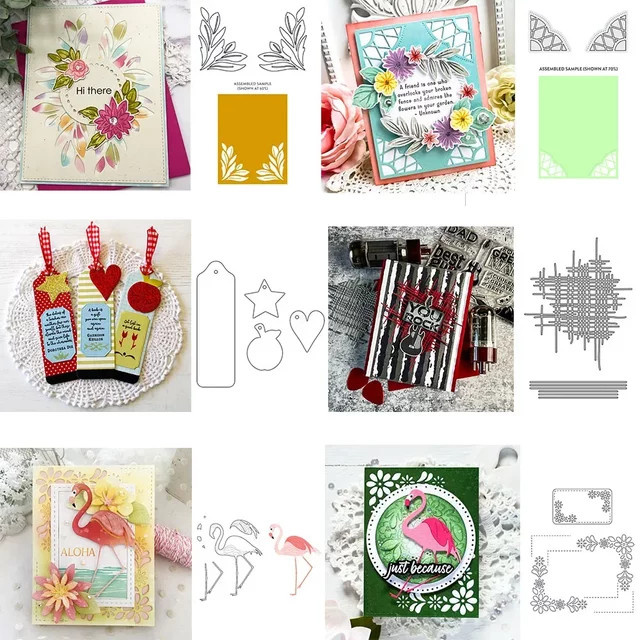 Metall Stanzformen für DIY Scrapbooking und Bastelarbeiten mit Flamingo, Blättern und Blumen Motiven - Bild 1